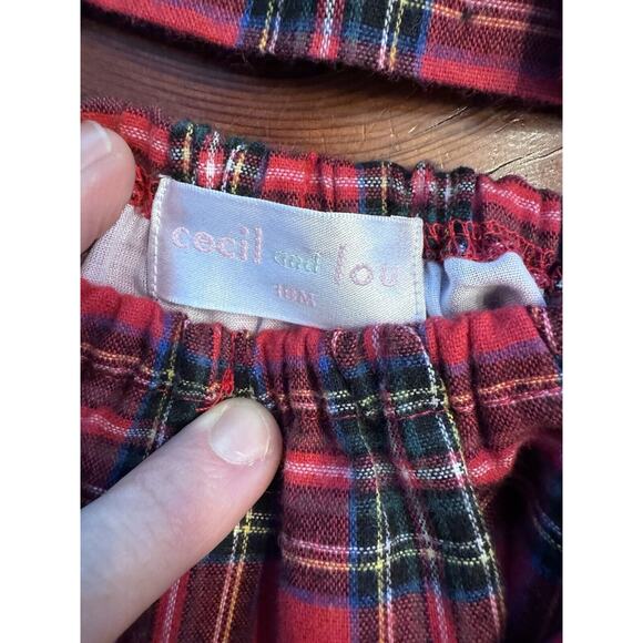 Cecil & Lou Baby Girl Red Green Smocked Plaid Diaper Set 18 Months Christmas - Picture 6 of 9